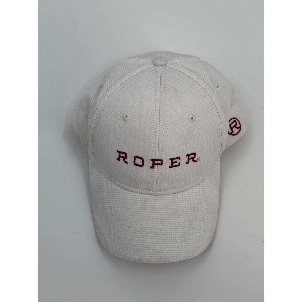 Roper Baseball Cap Women White‎ Maroon Embroidered Textured Hat Ouray